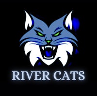 river cats logo on a black background